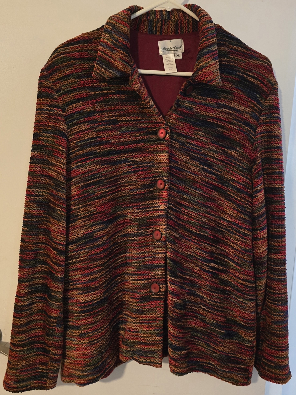 Coldwater Creek Multicolor Striped Button-Front Women's Sweater Jacket